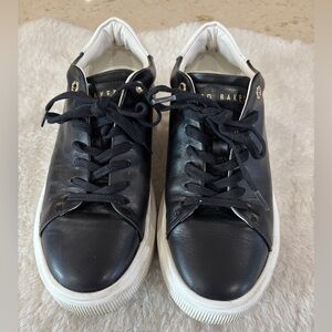 Ted Baker Lornea Trainers Black Leather Sneakers with White Soles